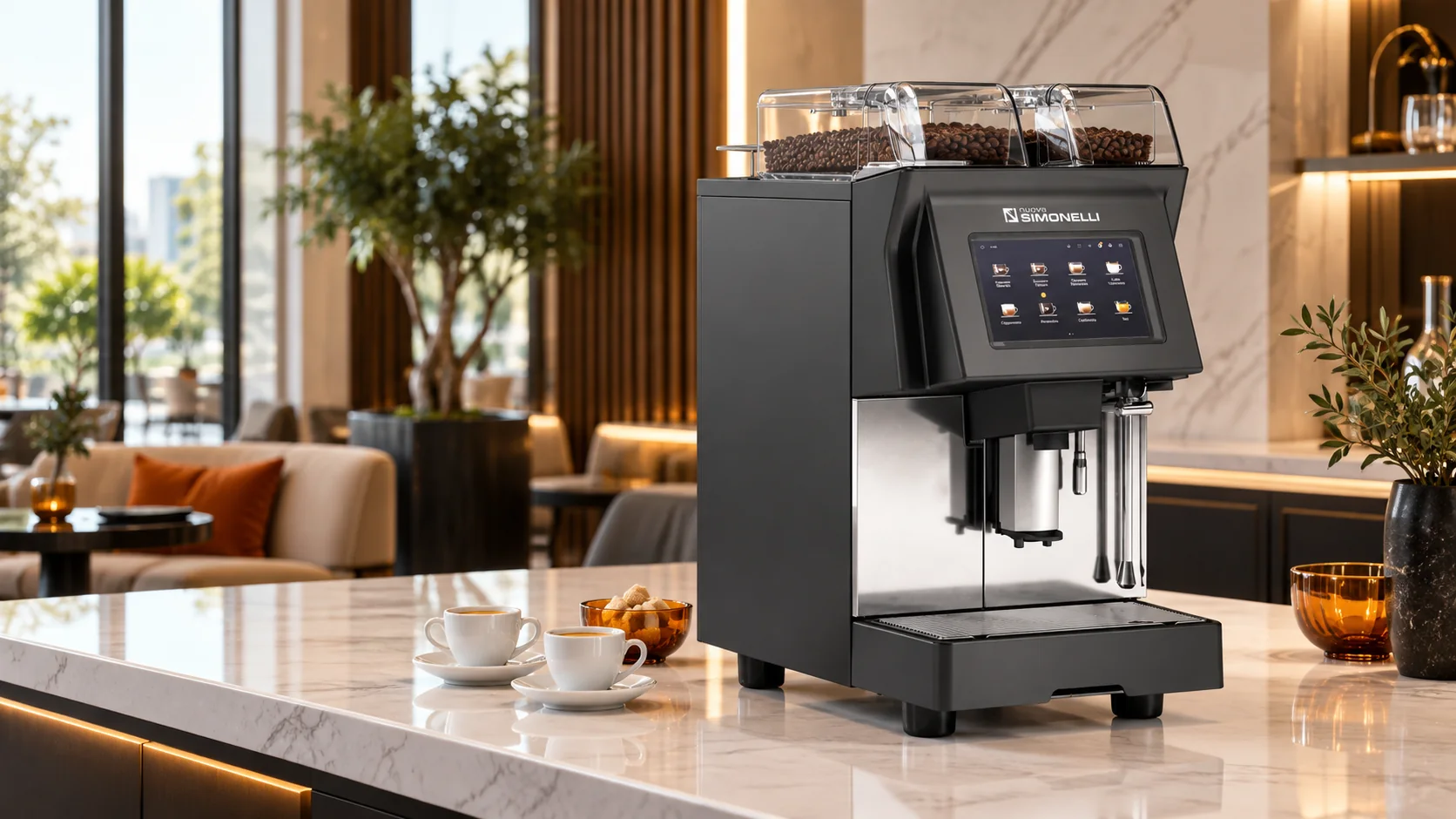 Original illustrative scene featuring Nuova Simonelli Prontobar Touch