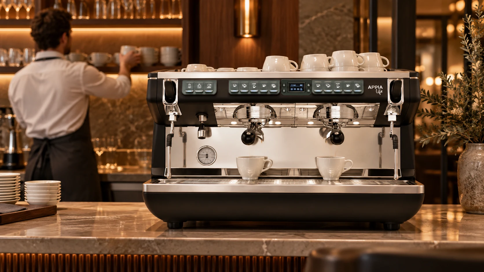 Original illustrative scene featuring Nuova Simonelli Appia Life